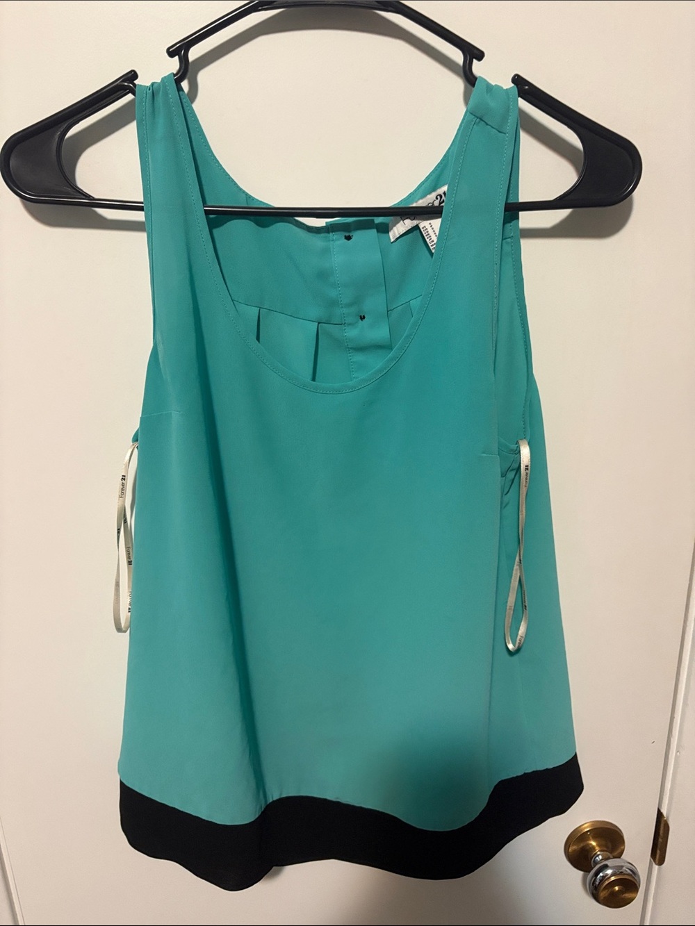 Forever 21 Teal Sleeveless Camisole with Black Hem